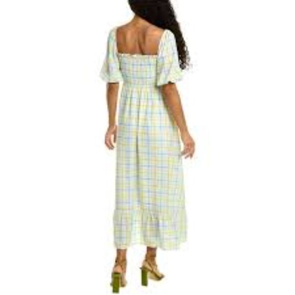 O.P.T Daisy Maxi Dress Size S in Yellow Plaid - Picture 2 of 6